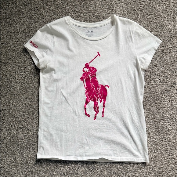 Polo Ralph Lauren Tops - Polo by Ralph Lauren Big Pony Tee White and Pink
